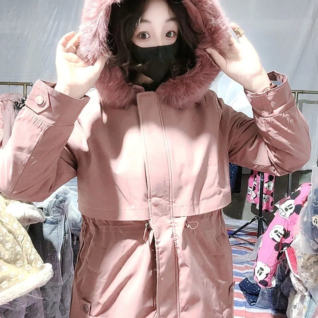 （必拍款）秋冬款领保暖长毛中长款派克服女