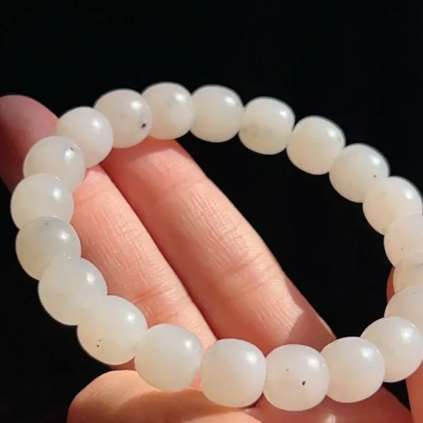 新疆和田玉飘墨青花老型珠手串 9×10mm气质百搭