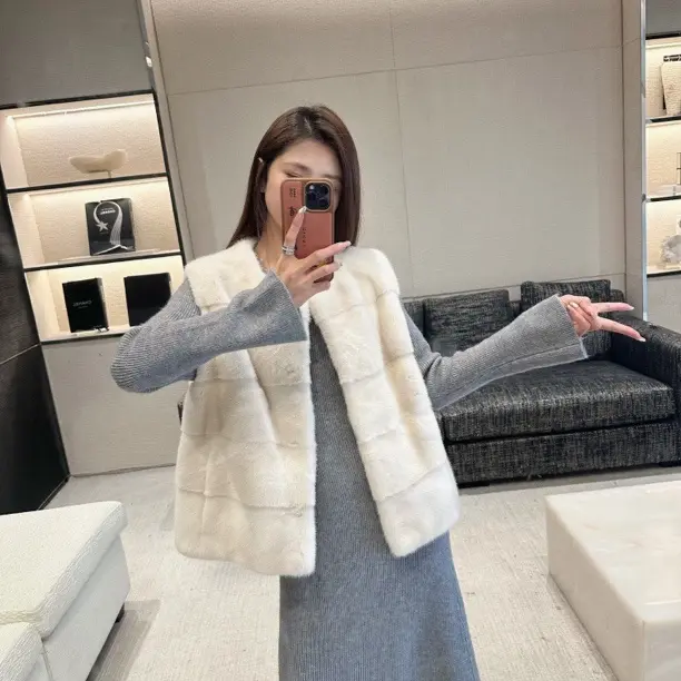 【棠一家】【凛冬】紫金级进口紫金短二横排工艺皮草真毛马甲女士