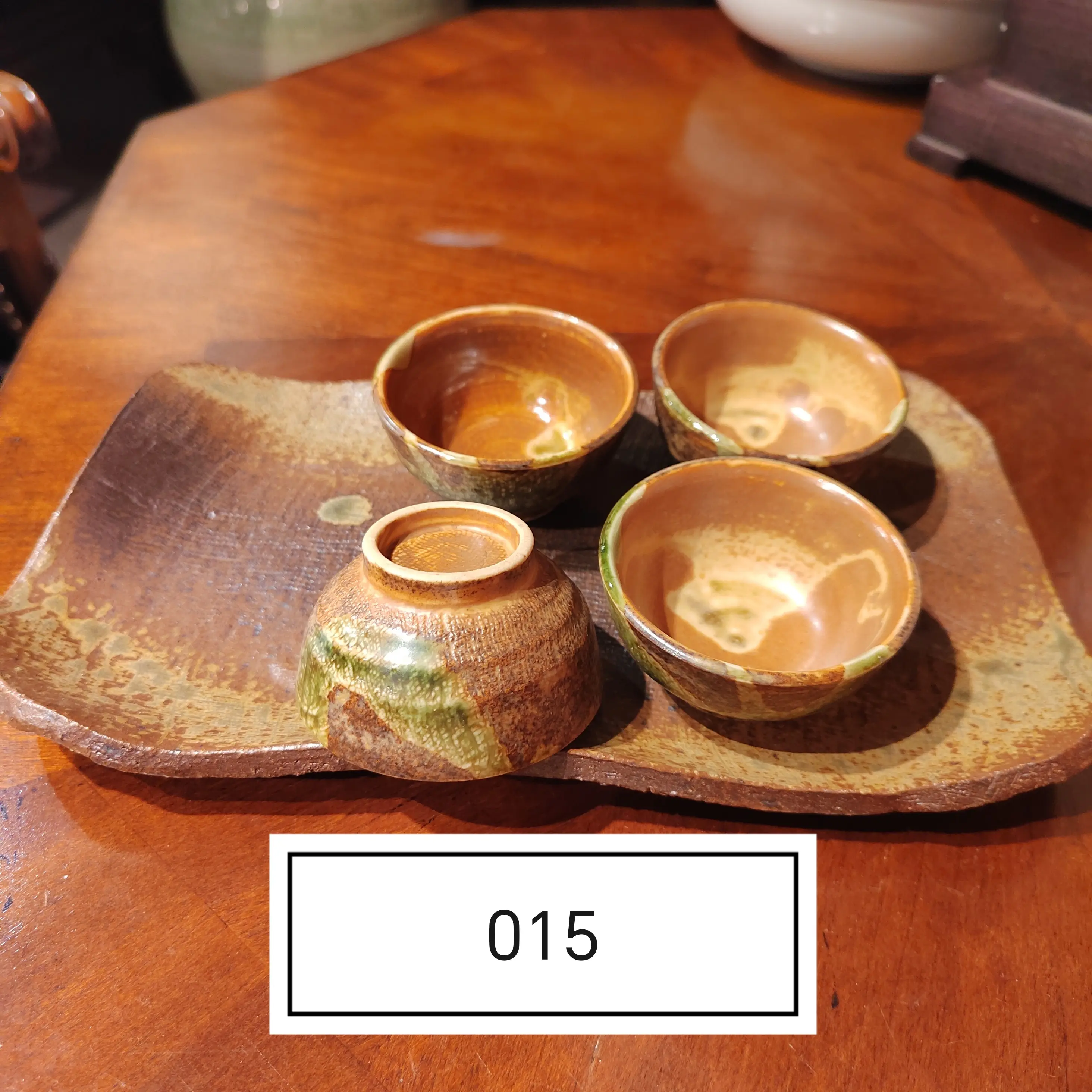 日本回流，粗陶盘，原字款，带四客杯，全品无磕碰默认微瑕谨慎参拍