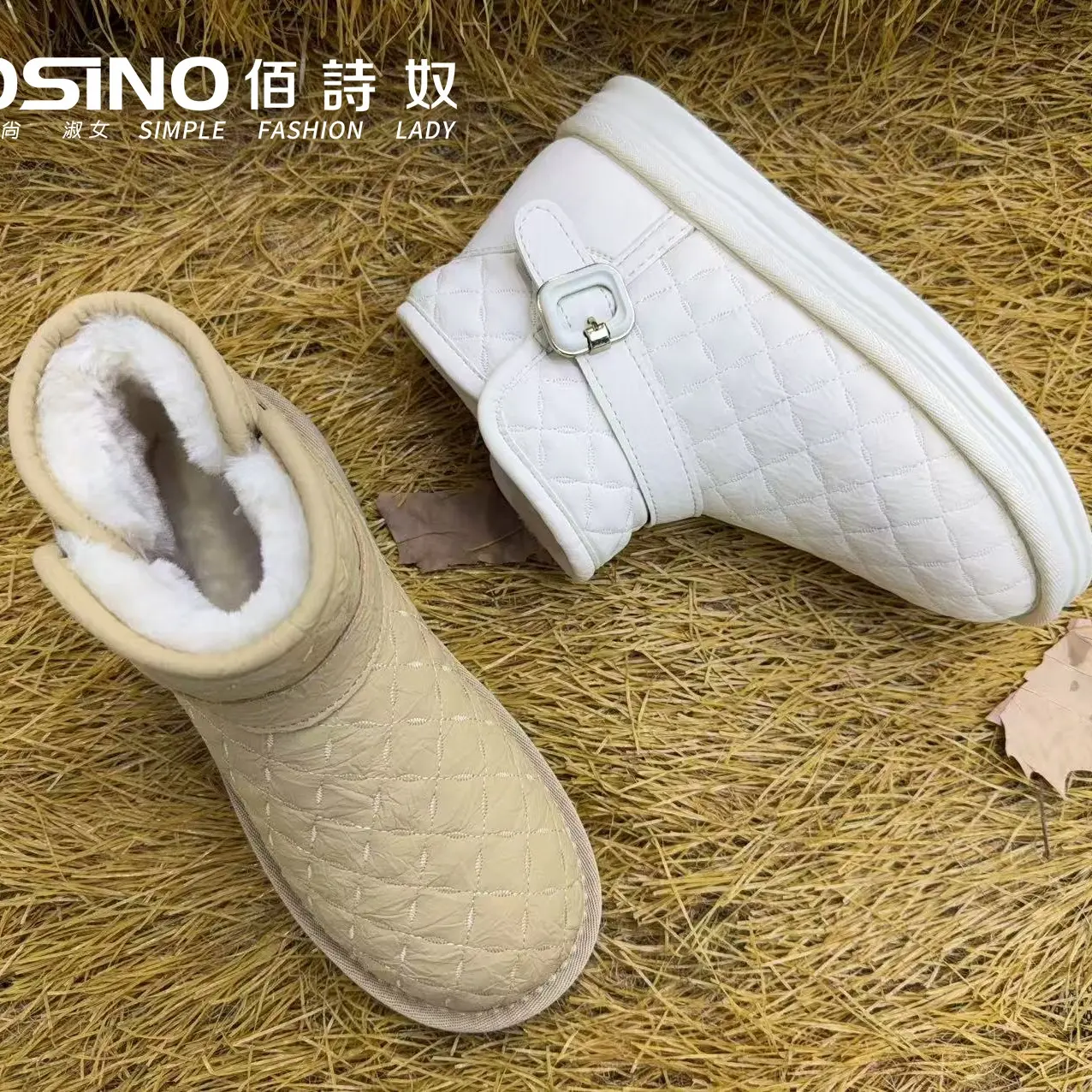 佰诗奴平底保暖棉靴2025新款加厚雪地靴时尚耐穿冬靴518529021