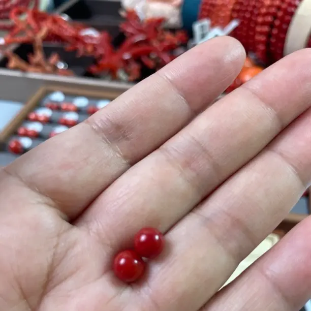 珊瑚沙丁深红老型珠桶珠圆珠散珠手串配饰