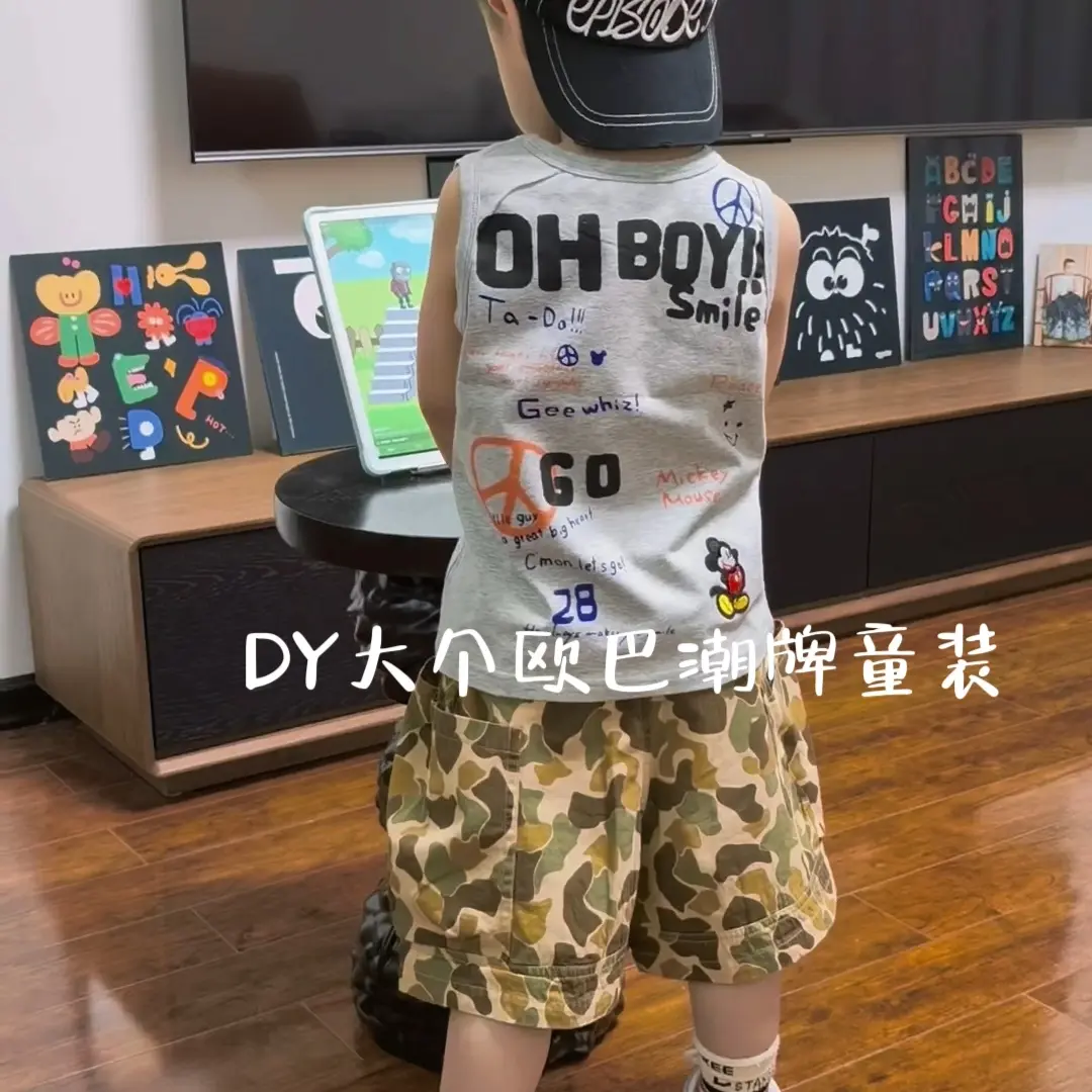 【现货】DD背手米奇儿童无袖背心夏季纯棉水印柔软