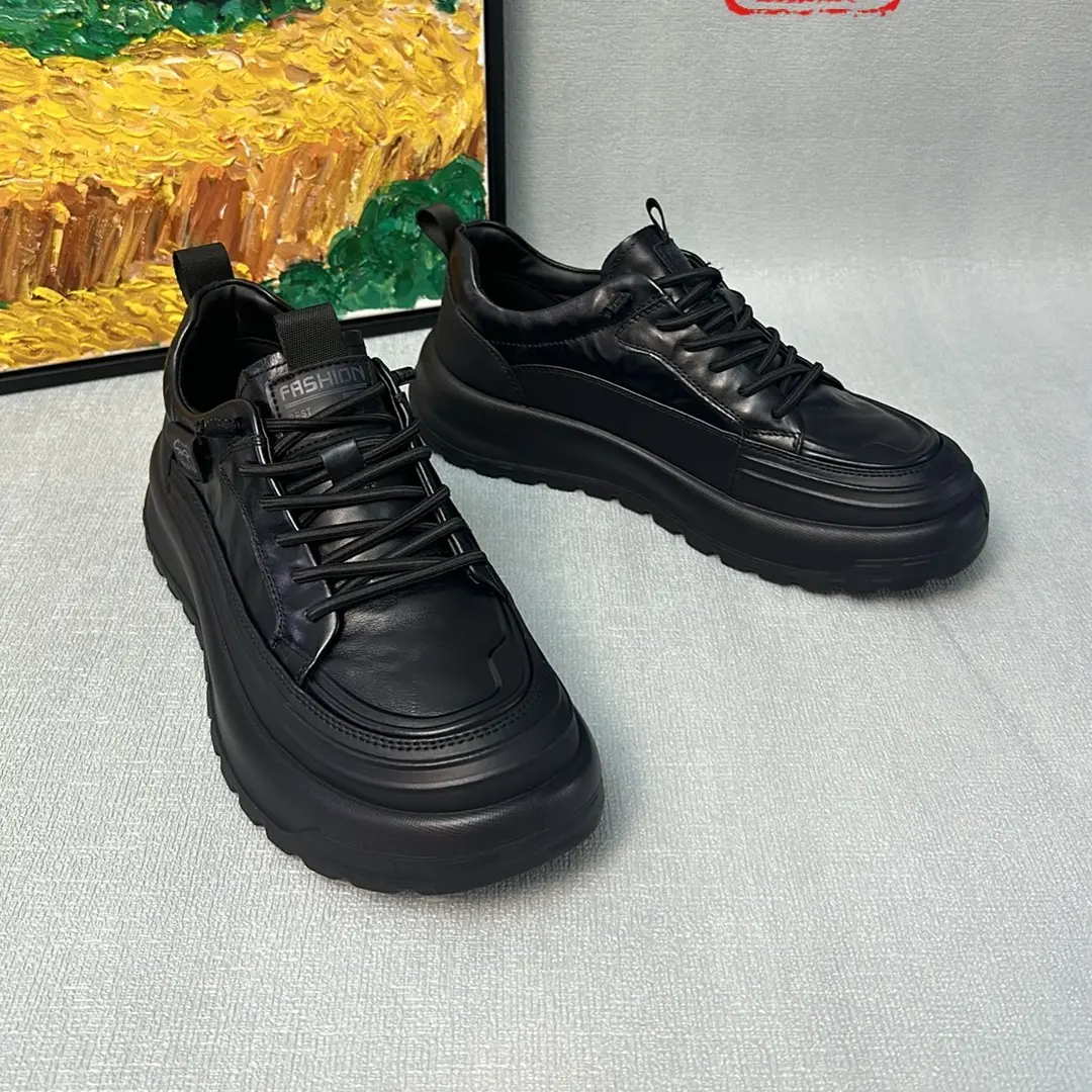 26年春季时尚黑色潮流男士休闲皮鞋