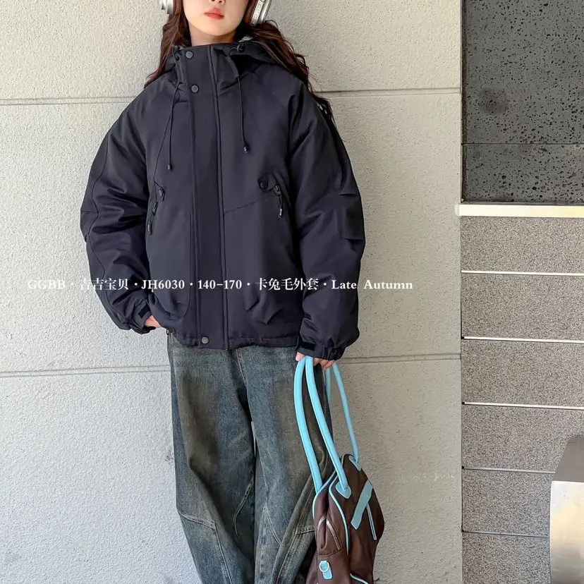 新款秋冬加棉保暖时尚连帽冲锋衣外套防风舒适