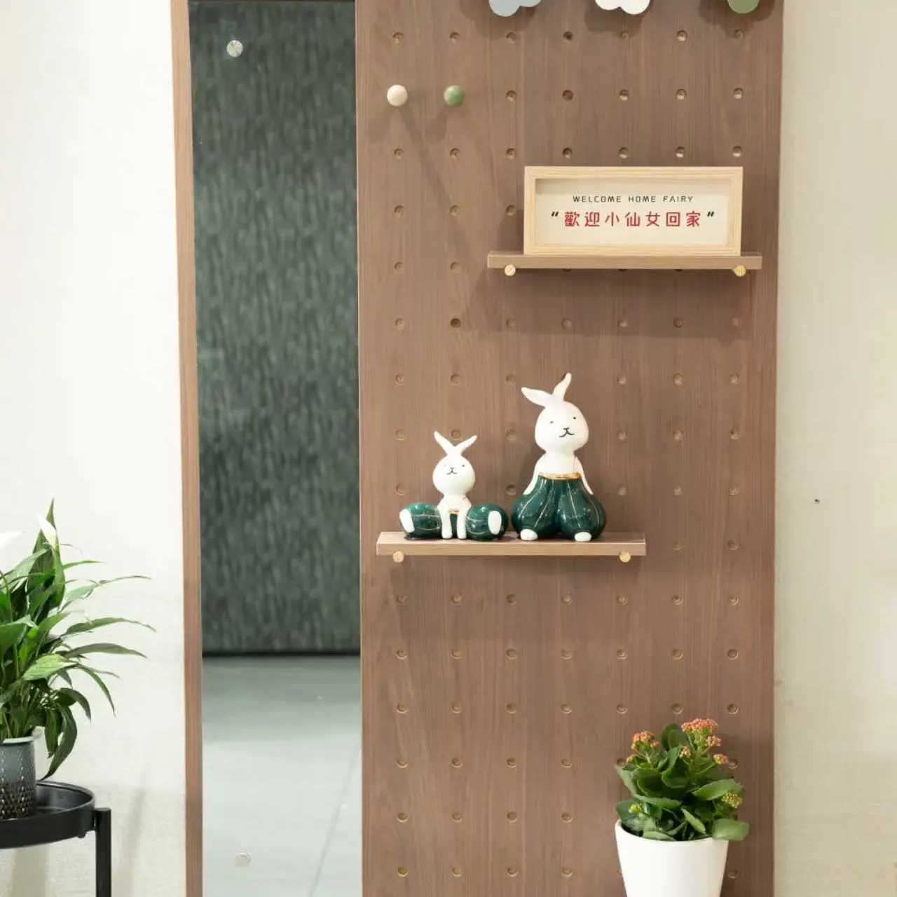实木洞洞板穿衣镜玄关隐藏式推拉全身镜壁挂家用可关闭试衣镜