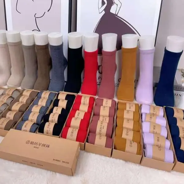 秋冬新款男女同款加厚中筒保暖袜（－盒5双装）