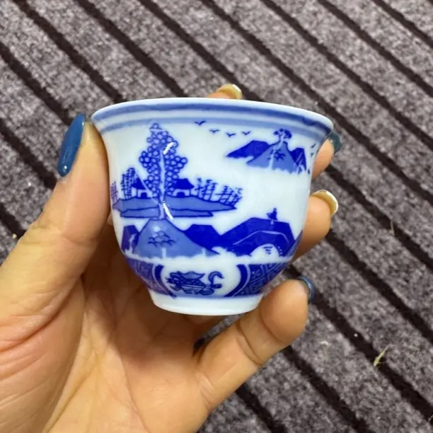 青花手绘釉下彩陶瓷主人杯家用品茗杯