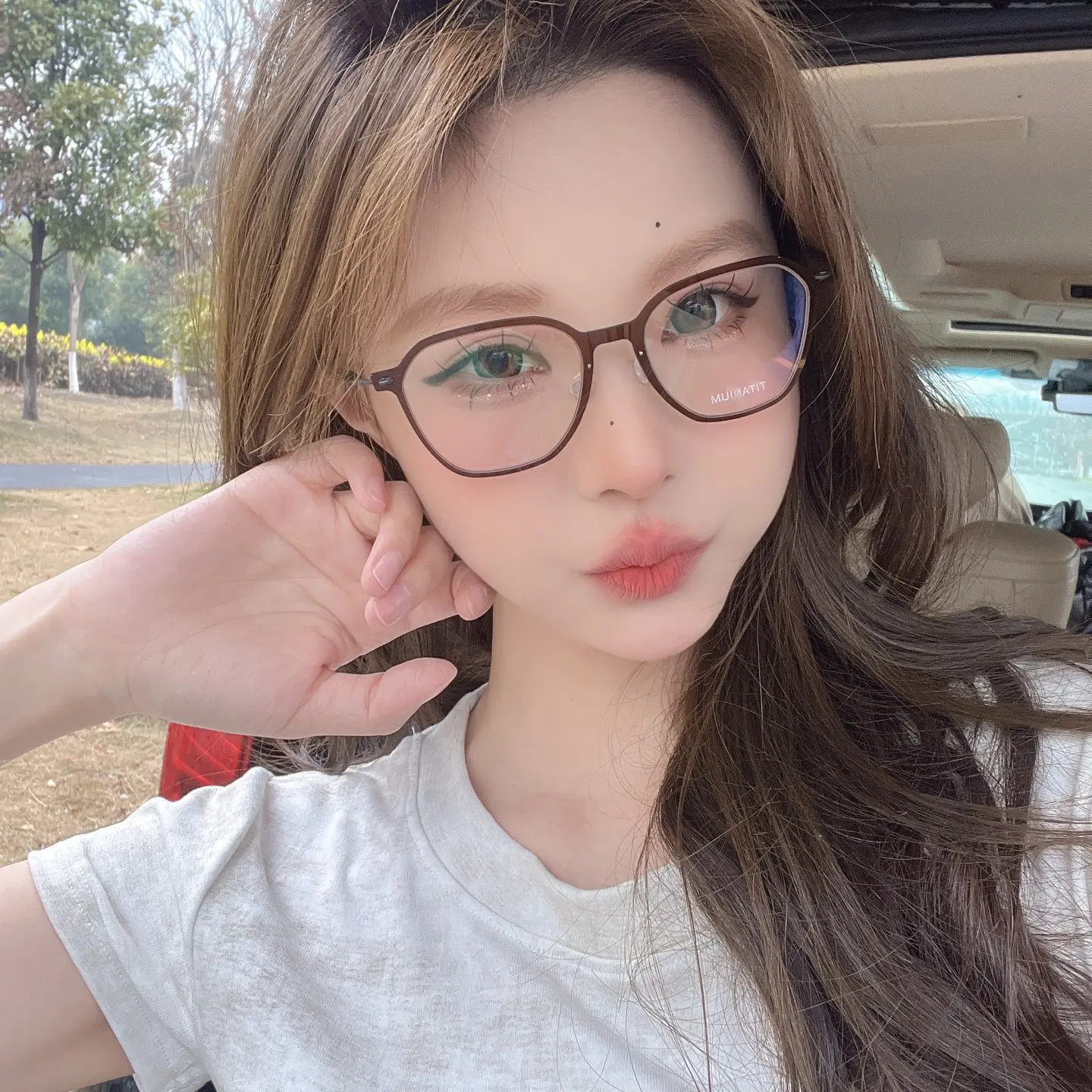 林德同款6克无感半钛超轻韩系大框近视眼镜框女款可配度数显脸小