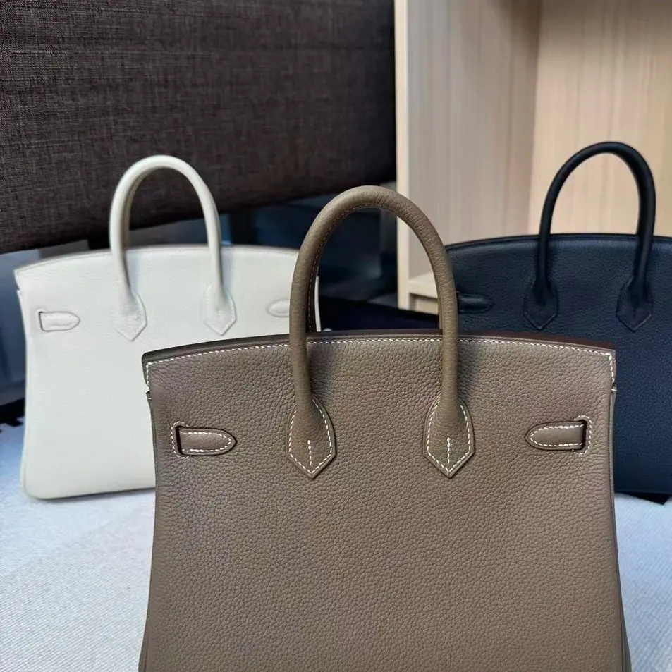 铂金包手工蜡线进口Togo 小牛皮荔枝纹25/30锁扣手提包真皮女包