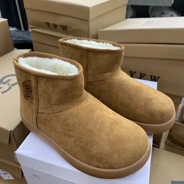 娜娜家冬季加绒保暖厚底防滑一脚蹬雪地靴C51