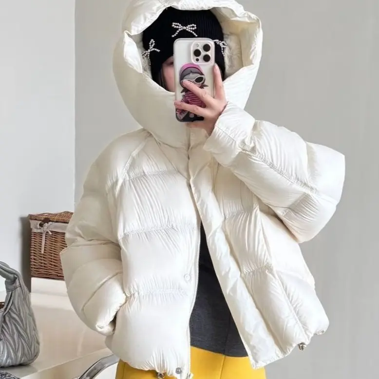 正版】90白鸭绒泡芙羽绒服短款连帽休闲时尚小个子女款冬季百搭