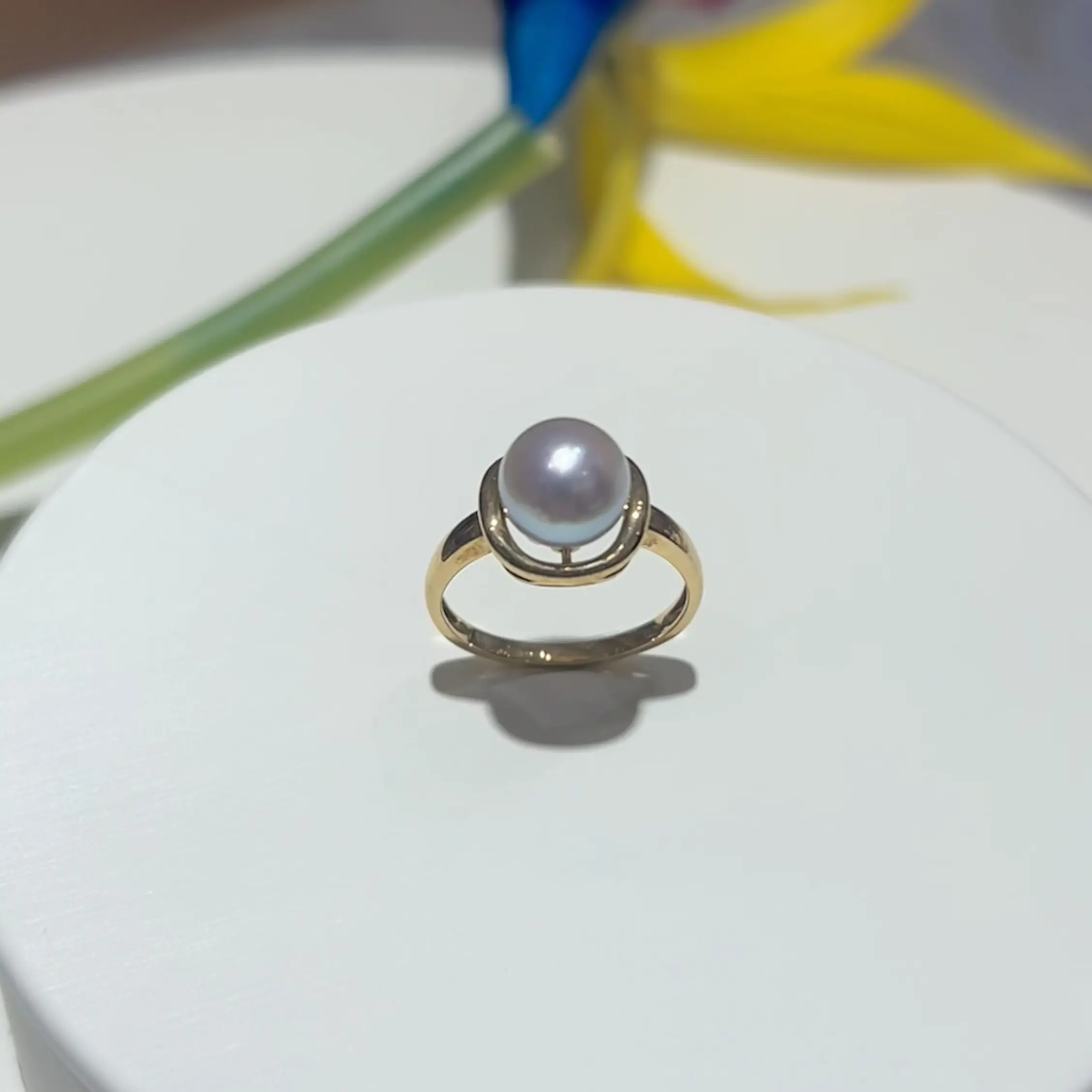 18k金天女AKOYA 8-8.5mm海水珍珠戒指