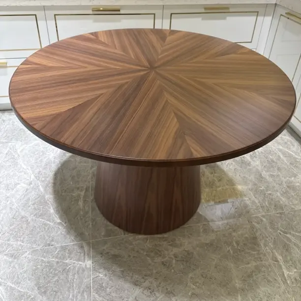 康洁—圆形餐桌全实木家用餐厅饭桌简约诧寂风极简