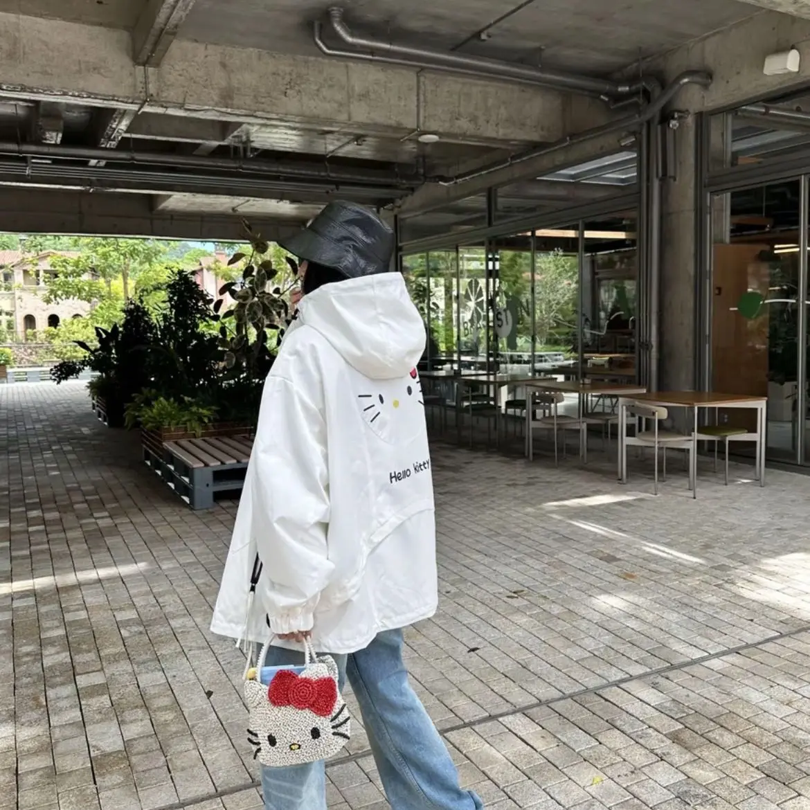 秋冬外套卡通动漫kitty宽松大版冲锋衣