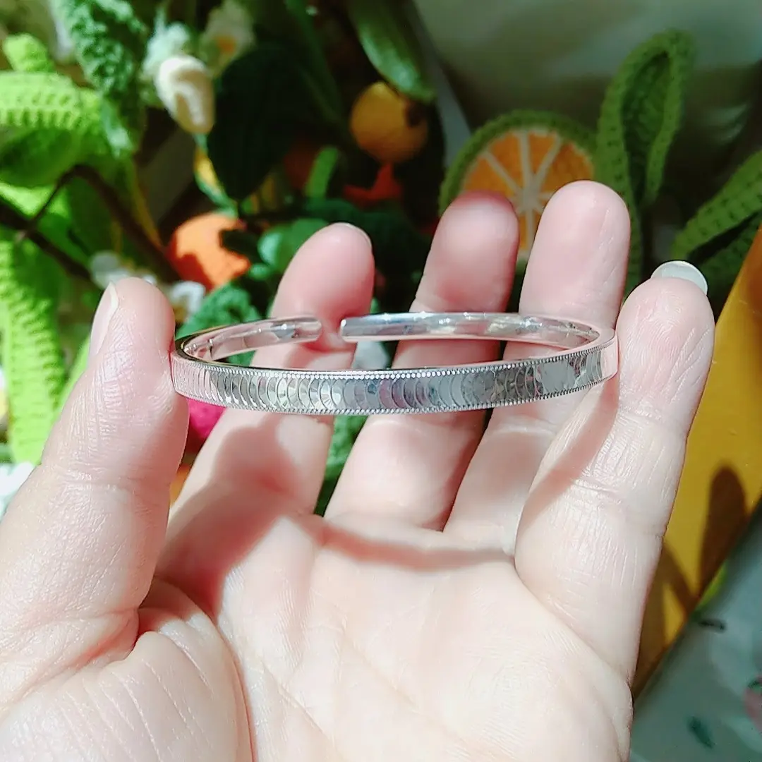 足银手镯 亮面月牙手镯