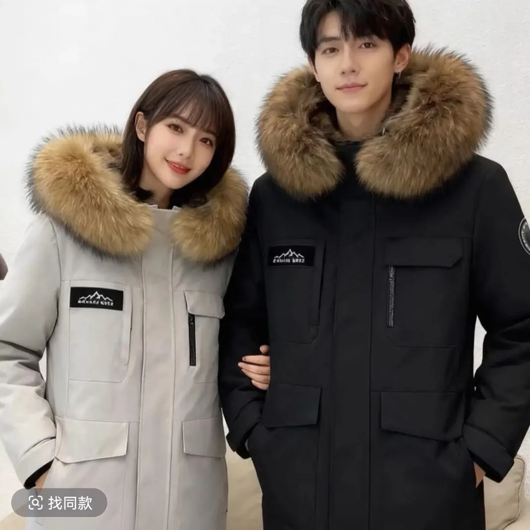 2026爆款中长款大毛领可拆卸内胆派克服冬季男女同款时尚保暖外套