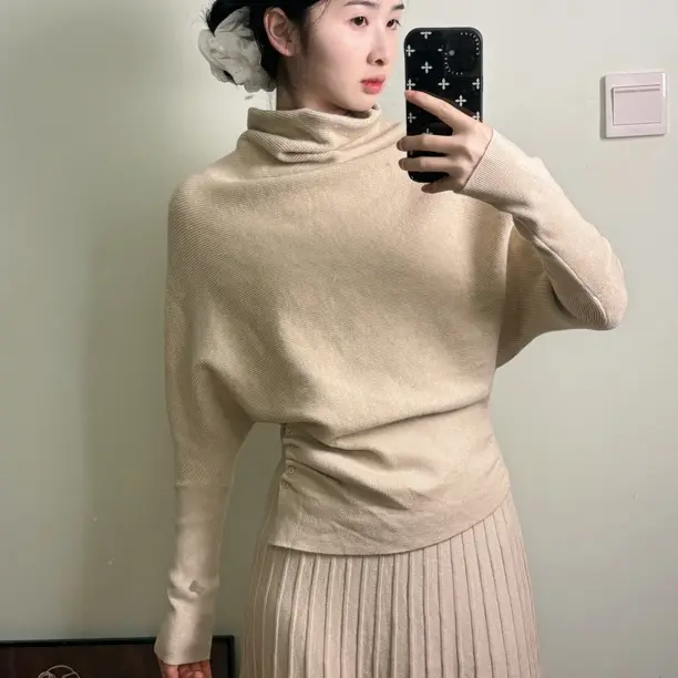 法式温柔风高领针织连衣裙秋冬新款内搭长裙