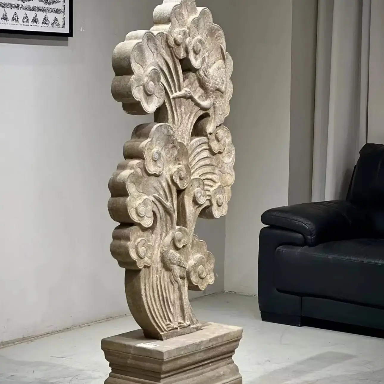 青石祥云石屏风 适用于玄关装饰摆件