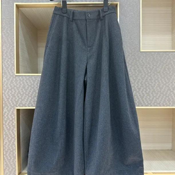 130429新款冬毛呢高腰加厚宽松显瘦阔腿休闲裤