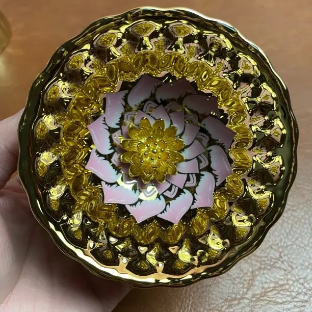 金玉满堂粉莲花茶杯