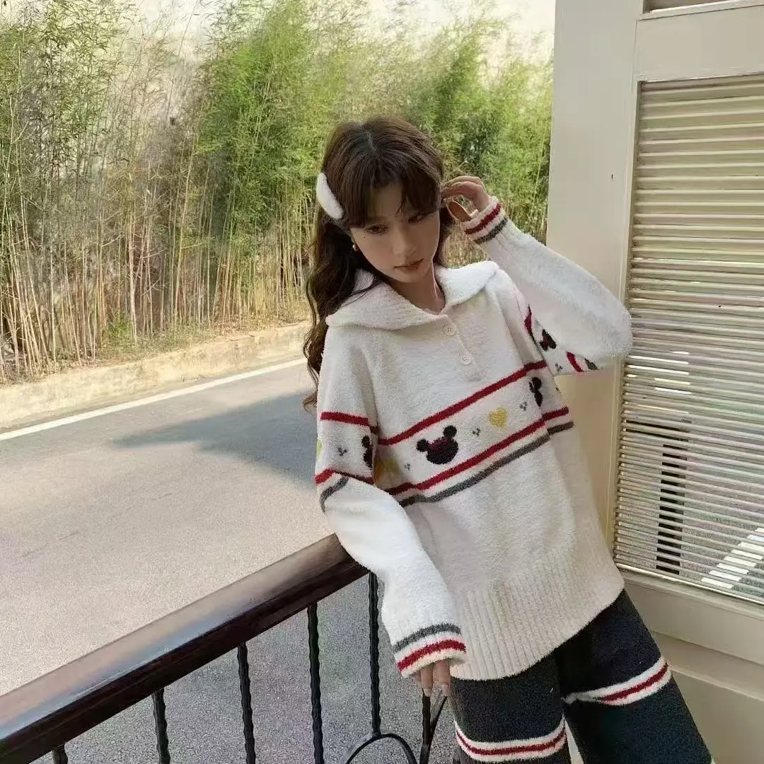 冬季加厚保暖半边绒翻领撞色滚边女款可外穿睡衣家居服