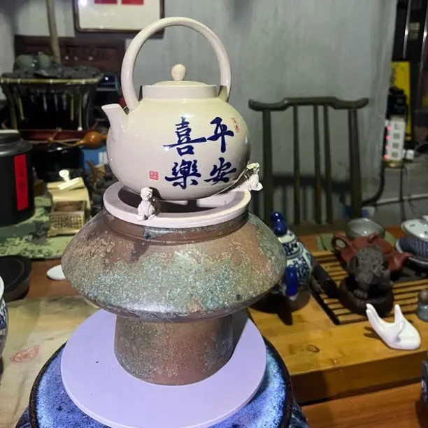 柴烧堆釉炭炉煮茶适用室内外，手工制作不退不换开箱验收