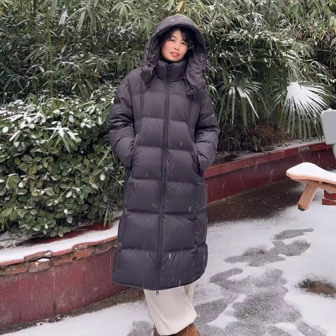 【8758发如雪]香港一诺帽子可拆卸 长款羽绒服