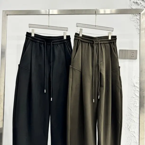 冬季新款加绒加厚碳素磨毛亲肤高棉感宽松男士休闲裤男裤