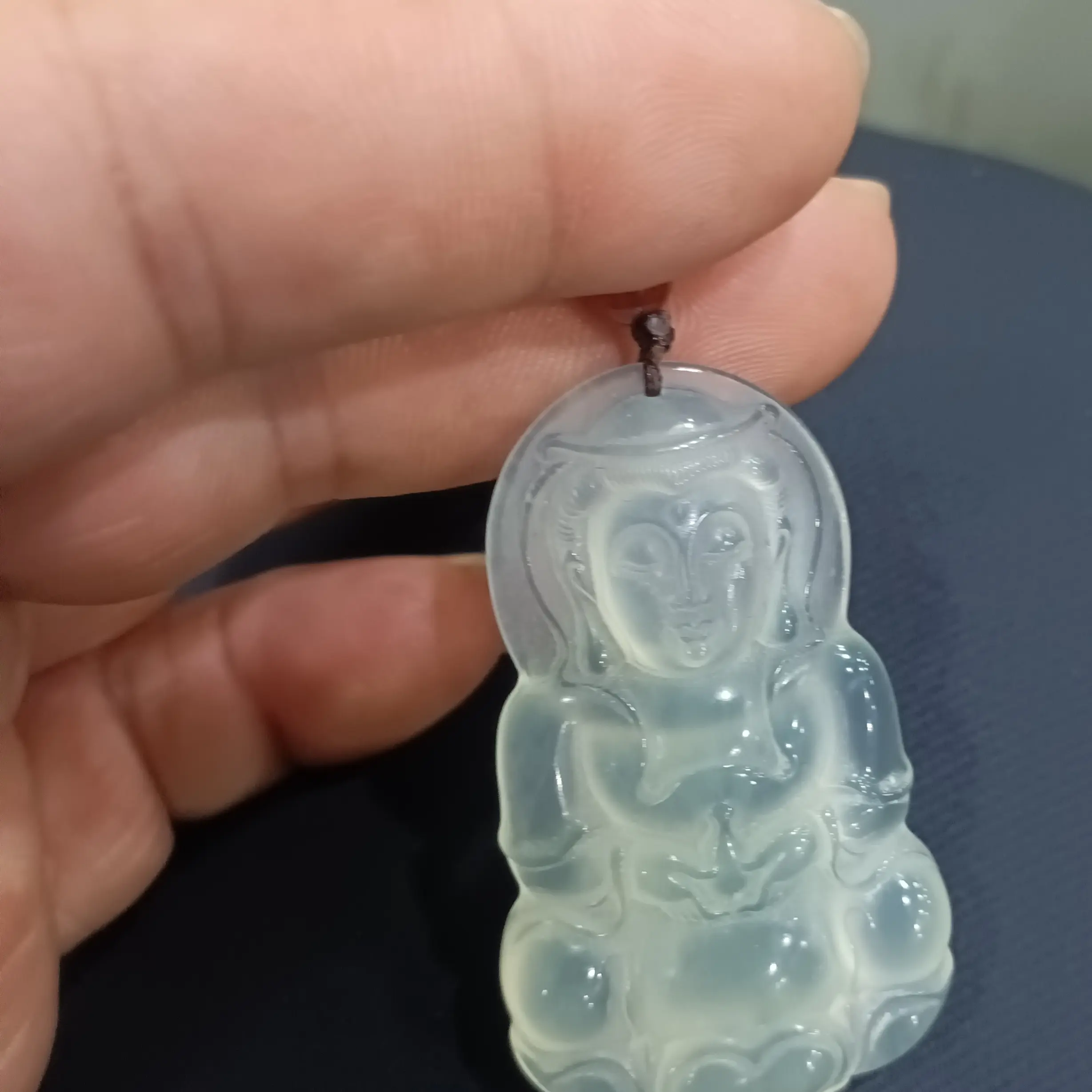观音真玉高冰种男款玉石挂件正品