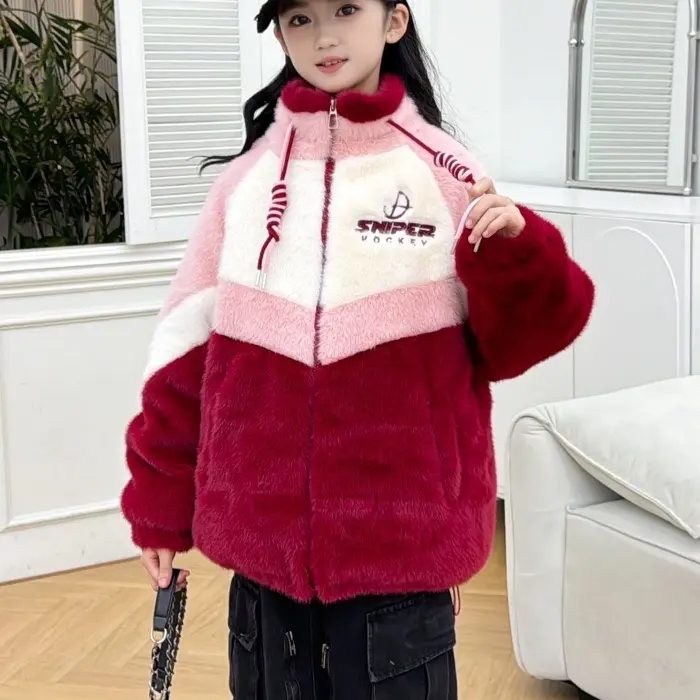 女童青少年毛衣外套2025秋冬季新款加绒大童洋气加厚保暖仿貂绒