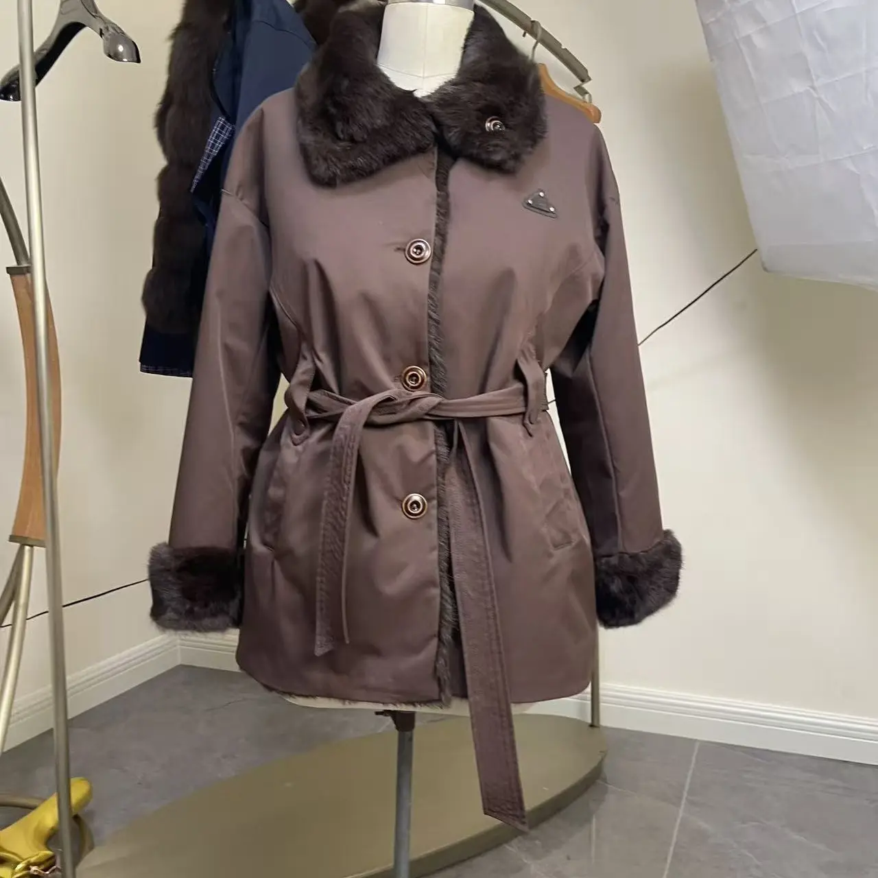 内胆两面穿派克服女冬季时尚小个子韩系加厚外套