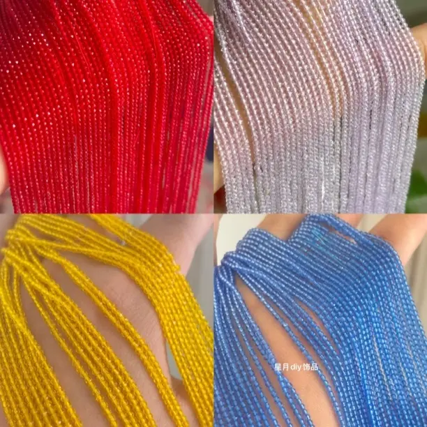 2mm圆形切面锆晶球晶散珠半成品切面diy手链项链配件玻璃晶晶编绳