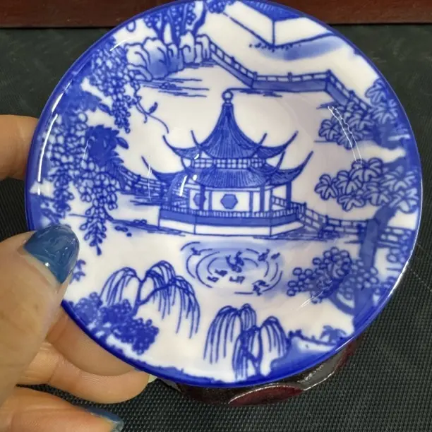 釉下彩青花瓷斗笠杯品茗茶具