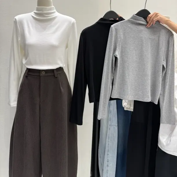 A-6229半高领舒适保暖气质打底上衣