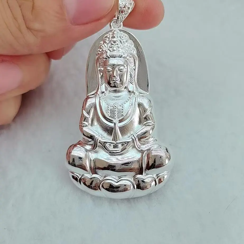 吊坠足银 足银999立体镂空观音吊坠
