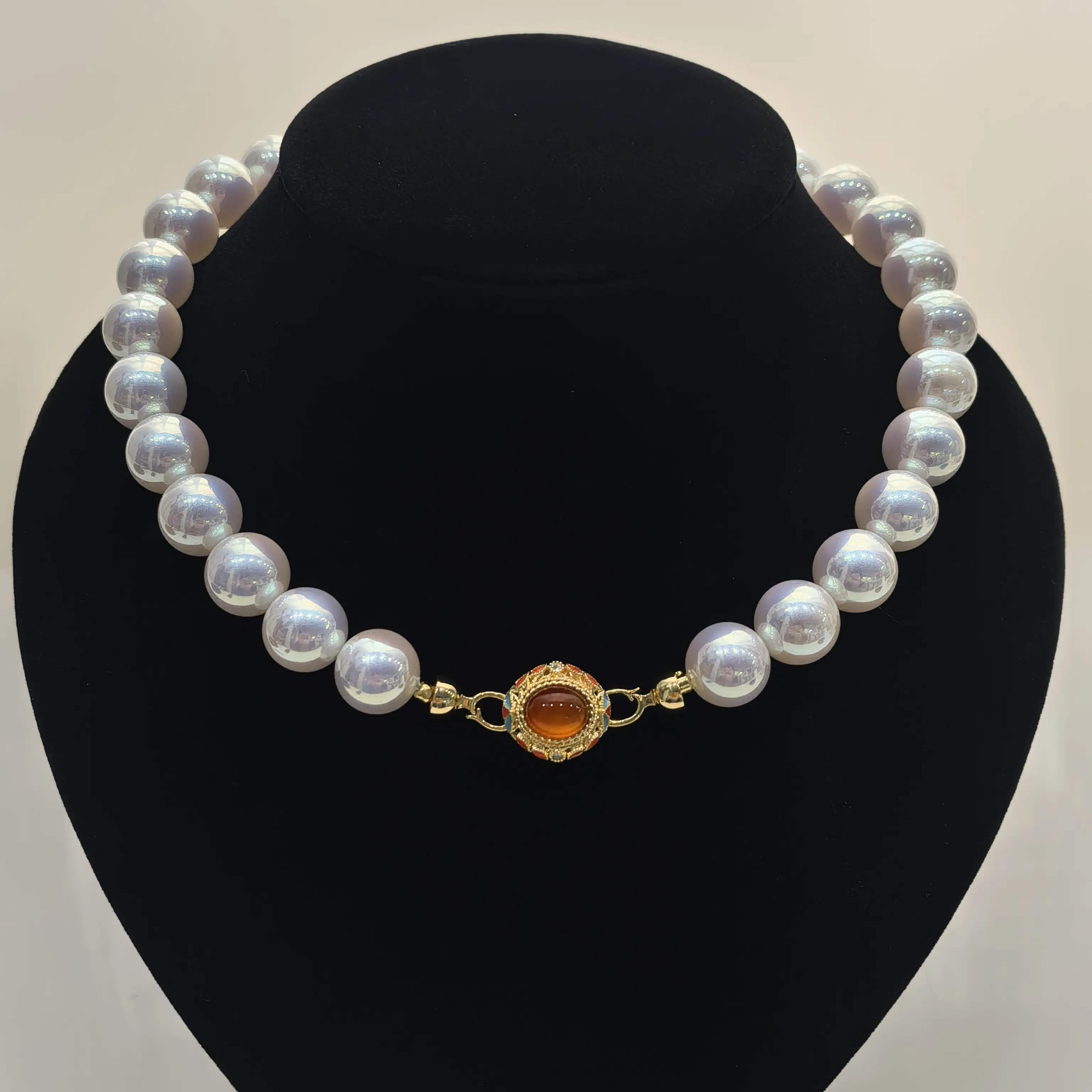 铜合金仿珍珠项链 大点位12-15mm时尚气质百搭颈链送妈妈礼物