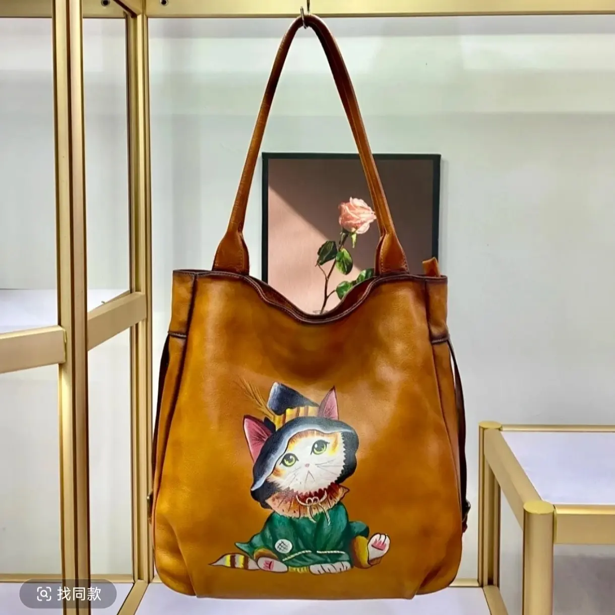 复古包手工皮包包女头层牛皮女包 定制款小猫咪