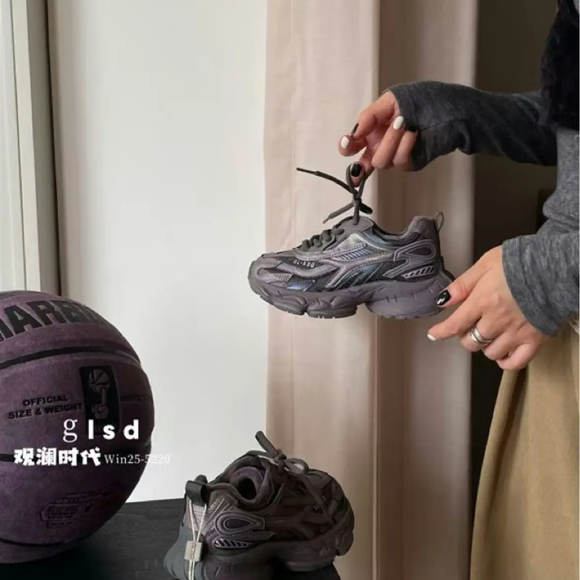 老爹鞋冬季新款加绒保暖男女童运动鞋防滑轻便魔术贴复古潮流鞋