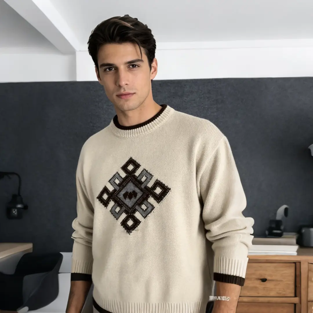 秋冬新款休闲圆领毛衣宽松版男女通款宽松版