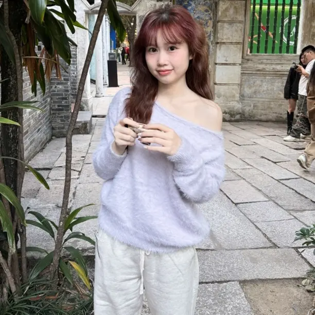 【羊陈通】*节日必备*巨好看上衣女高级气质一字肩韩系针织衫