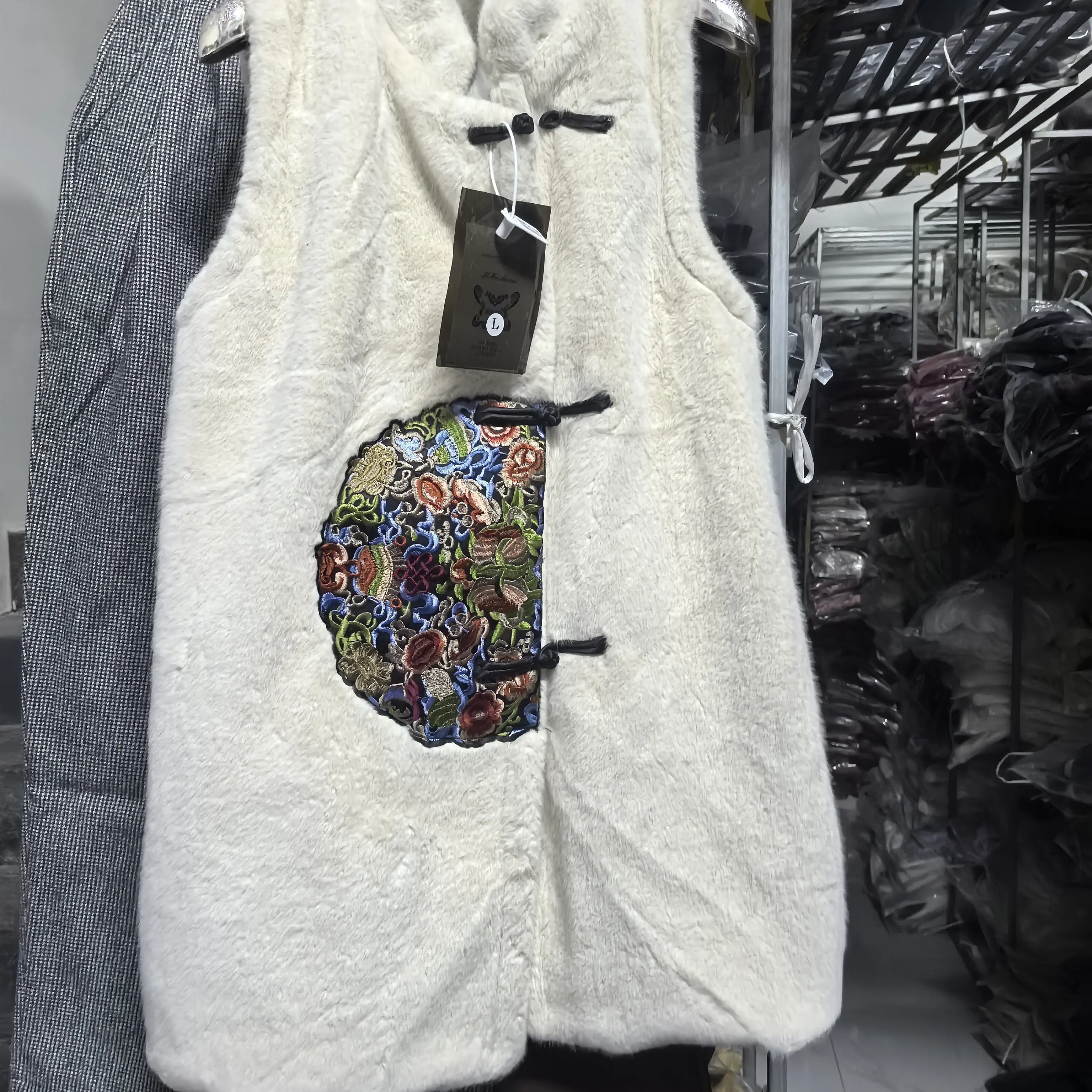 中国风时尚刺绣加厚中长款马甲女冬新款