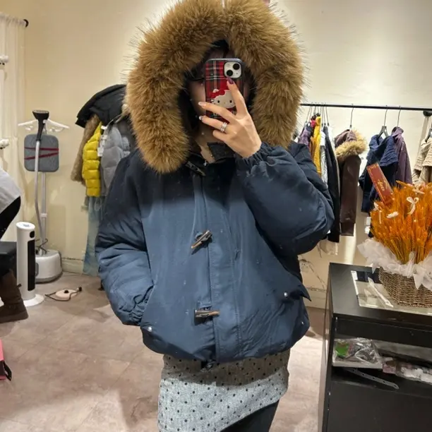 子毛领连帽宽松冬季保暖学院风可脱卸外套新款百搭