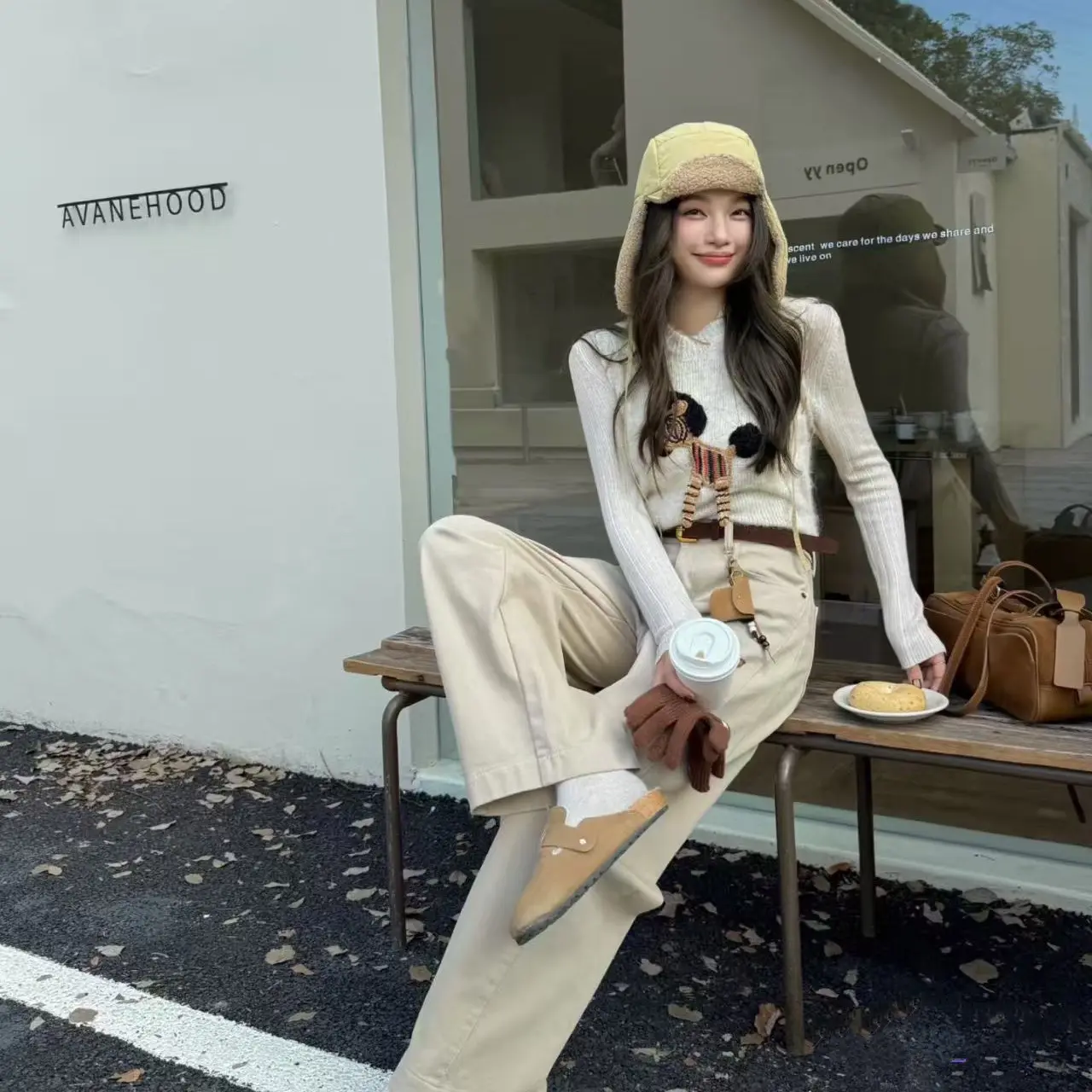 INS风纯欲风牛仔棉裤森系女牛仔裤春季百搭小香风宽松