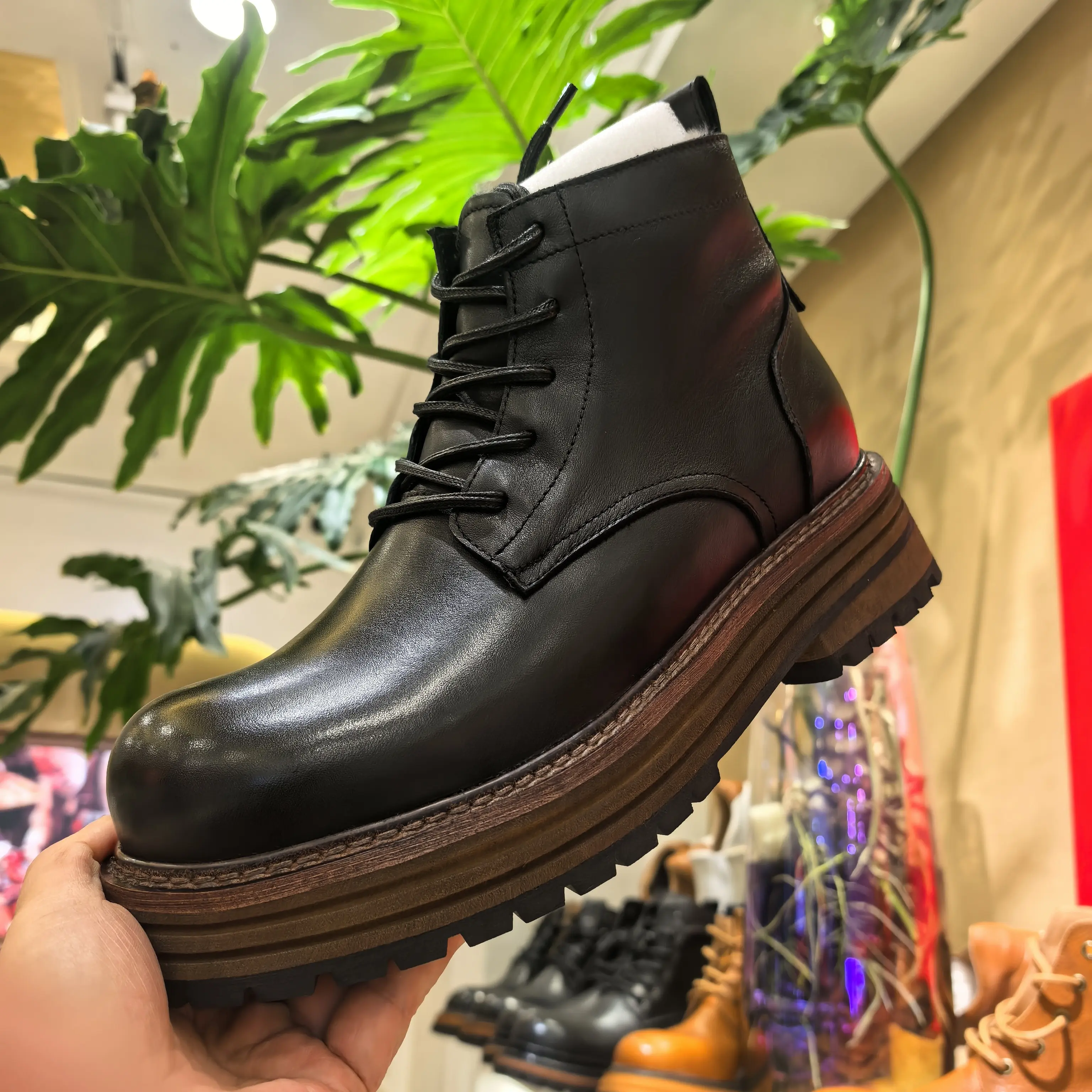 复古手工牛皮男士厚底高帮系带英伦风秋冬户外马丁靴