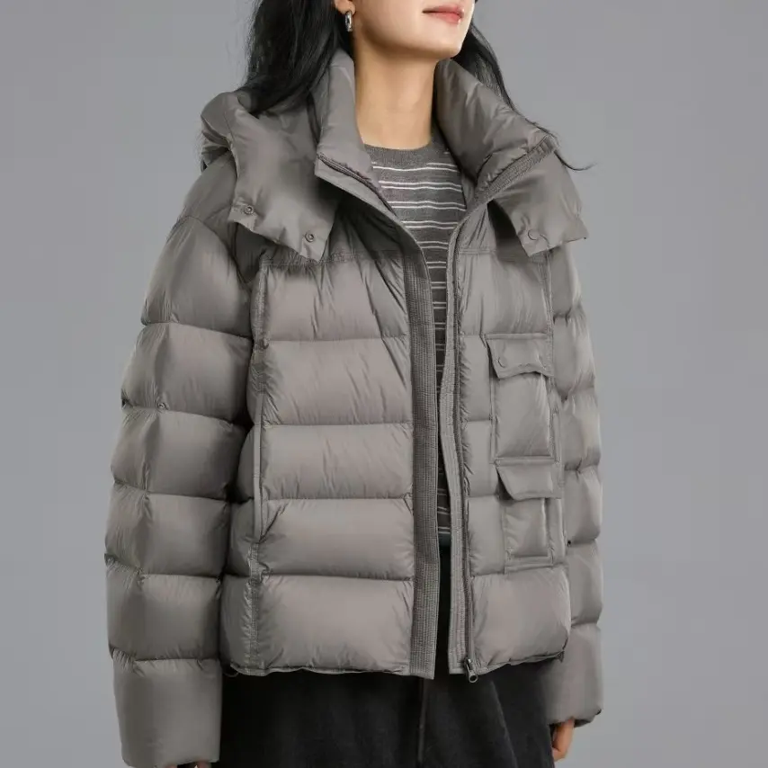 2025款连帽拉链羽绒服短款百搭休闲加厚轻薄保暖