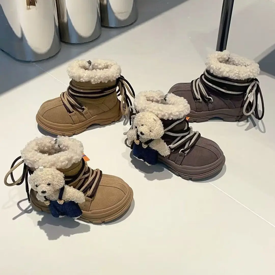 冬季新款大棉侧拉链男女通用平跟冬季雪地靴软底宝宝靴子加厚男童