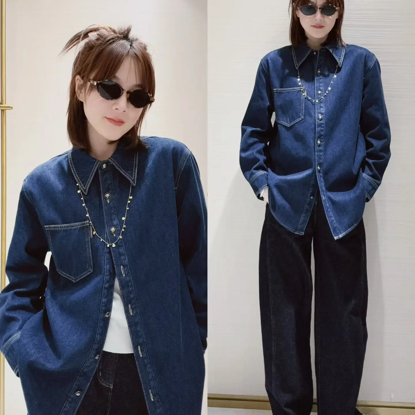 俪妍牛仔长袖衬衫