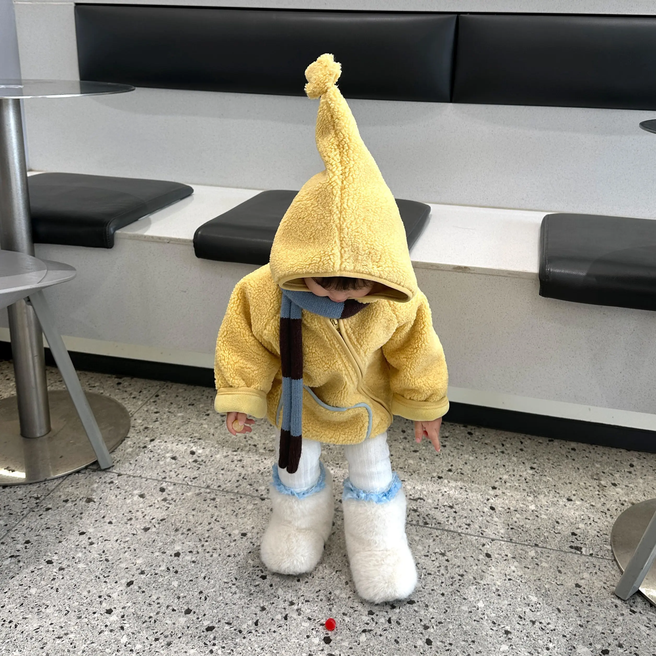 冬款韩系男女宝宝连帽加绒加厚羊驼绒精灵外套