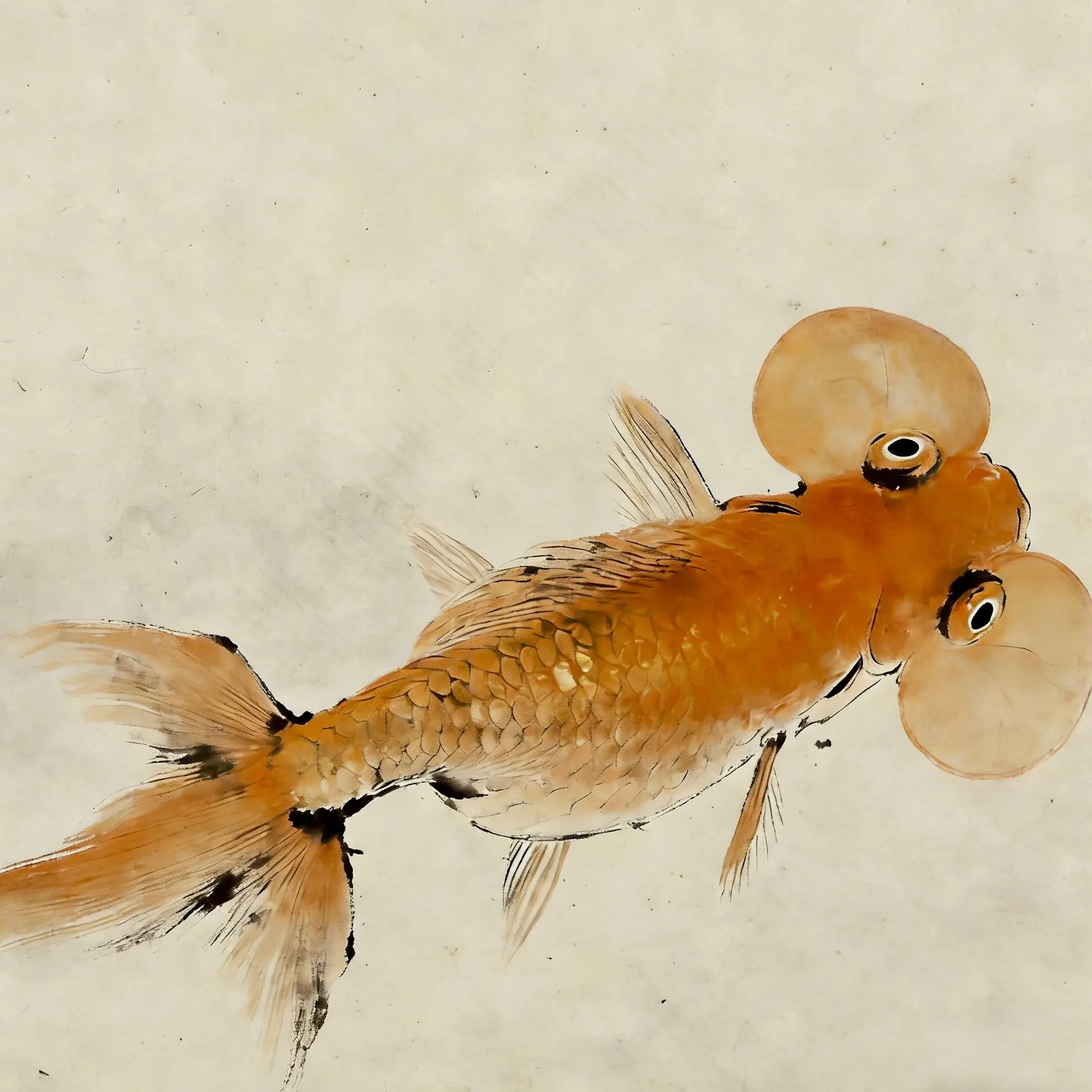 金鱼精品水墨五花蓝花红白朱砂水泡双挂黑水泡金鱼淡水鱼